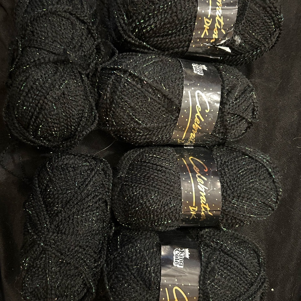 Black/metallic acrylic yarn bundle - 4 skeins left